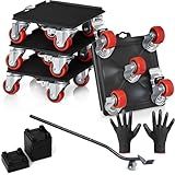 Heavy Duty Furniture Movers with Wheels Furniture Dolly Kit Moving Furniture Lift Mover Tool Set Wheels Piano Dolly Pool Table Dollies Double Bearings Locks Max Capacity 2000 lb 6.3 inch