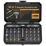 Bomivoi 34 in 1 Magnetic Screwdriver Set, DIY Ratchet Screwdriver Set, Multi Bit Magnetic Drive Sets with Ratcheting Handle, Handy Repair Tool Kit for Electronics, Bike, Furniture, DIY, Computer