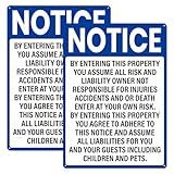 Anobell Not Responsible for Accidents or Injuries Sign 2 Pack Rust Free Aluminum Signage 10 × 14 Inches Enter at Your Own Risk Warning Sign for Private Property Business Homes Park Outdoor Blue