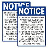 Anobell 2 Pack Not Responsible for Accidents or Injuries Sign 10"×14" Blue
