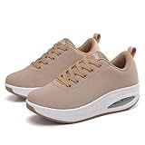 Roltte Walking Shoes for Women Air Cushion Nurse Shoes Slip Resistant Work Running Sneakers Food Service Platform Sneakers Comfortable Weight Light Khaki