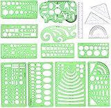 15Pcs Geometric Stencils Drawing Templates,Drawing Stencils Drafting Tools with Geometry Set,Circle,Curve Shape Drafting Tools for Design