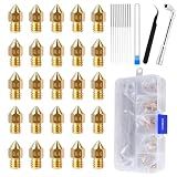 Comgrow 25PCS MK8 Ender 3 V2 Nozzles 0.4MM, 3D Printer Brass Hotend Nozzles