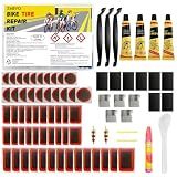 ZMRYO Bike Tire Repair Kit 80 PCS, Flat Tire Repair Kit with 54 Patches, 4 Vulcanizing Glue Tubes, Tire Levers & Valve Core Tools for Bikes, E-Bikes, Scooters & Inner Tube Repairs