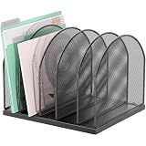 gianotter Desktop File Organizer, Desk Organizer with 5 Compartments, Paper Organizer for Desk, Workspace Organizers for Office Supplies (Black, Upright Style)