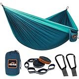 AnorTrek Camping Hammock, Super Lightweight Portable Parachute Hammock with Two Tree Straps Single or Double Nylon Travel Tree Hammocks for Camping Backpacking Hiking Blue&Dark Blue