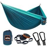 AnorTrek Camping Hammock, Super Lightweight Portable Parachute Hammock with Two Tree Straps Single or Double Nylon Travel Tree Hammocks for Camping Backpacking Hiking Blue&Dark Blue