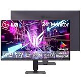 LG 24 inch Ultragear Gaming Monitor, FHD IPS Display, 144Hz Overclock, 1ms MBR, HDR10, 99% sRGB, NVIDIA G-SYNC Compatible & AMD FreeSync, Black Stabilizer, HDMI, DisplayPort, VESA Mountable, Tilt