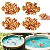 Otoolling 4 Pcs Mini Peony Shape Copper Bath Disk Ornaments Brass Bird Bath Purification Disks Birdbath Cleaner Single 0.6 oz Weight Universal Fit for Outdoor Birdbaths, Bowl
