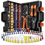 SOMELINE Wire Terminals Crimping Tool, with 39 Sizes Insulated Ratcheting Terminals Crimper Kit of AWG 22-10 Insulated Electrical Butt Bullet Spade Fork Ring Spade Splice Crimp Terminals