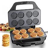 Mini Waffle Maker Machine, 8 Small Waffle Bites, Nonstick Waffle Iron with Quick Heat-Up, Easy Breakfast Makers for Home, Family, Snacks or Desserts