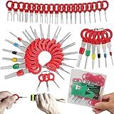 XLWJBES Upgrade Depinning Tool Kit – 47 Pcs Terminal Pin Removal Tool Kit Electrical Connector Pin Removal Tools for Automotive, Motorcycle & Household Devices, Red