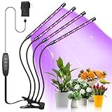 Shyineyou Grow Lights for Indoor Plants Full Spectrum, 80 LEDs Plant Lights for Indoor Growing with 3/9/12H Timer, 3 Color Modes & 9 Brightness, 4 Heads Clip-On Plant Grow Light
