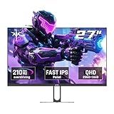 KTC 27 Inch QHD Gaming Monitor, 2K 200Hz Up to 210Hz 1ms Fast IPS Computer Monitor, HDR400, 1440P with Adaptive Sync, Built-in Speakers, HDMI Displayport, Tilt Adjustment, VESA Compatible, H27T22C-3