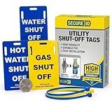 Secure ID Utility Shut-Off Tags – Set of 3 PVC Valve Labels for Gas, Water & Hot Water – Landlord & Property Manager Safety Tags for Rentals or Multi-Unit Homes