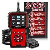 Zecirl V519 OBD2 Diagnostic Scanner Tool - Vechicle Check Engine Light Code Reader with Battery Voltage Tester, I/M Readiness, Reset, and Code Eraser for All OBDII Car Since 1996 Red