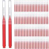 Patelai 100 Pieces Braces Dental Brush for Cleaner Interdental Toothpick Dental Tooth Flossing Head Oral Hygiene Flosser Toothpick Cleaners Tooth Tool(Red,Suitable Size)