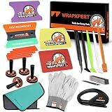 WRAPXPERT Car Wrap Tool Kit Vehicle Vinyl Wrap Kits Include Felt Squeegee for Vinyl, Wrapping Knife, Micro Squeegee, Magnet Holders, Towel, Gloves for Car Wrapping Window Film Application