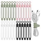 Nearockle 24Pcs Silicone Cable Ties, Cord Organizer Cable Management-Multi