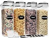 PRAKI Cereal Containers Storage Set (4L,135.2 Oz), 4PCS Airtight Food Storage Containers with Pour Spout for Kitchen & Pantry Organization Cereal Dispensers with 20 labels, Measuring Cup & Marker