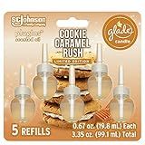 Glade PlugIns Refills Air Freshener, Scented and Essential Oils for Home and Bathroom, Cookie Caramel Rush, 3.35 Fl Oz, 5 Count