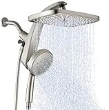 High Pressure Rain Shower Head: Upgrade Shower Heads with Handheld Spray Combo with Fixed Showerhead and 10 Sprays Handheld Shower Head, Detachable Showerheads Built-in Magnetic Docking and Power Jets