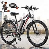 PUJH 2000W Electric Bike for Adults,Max Speed 34MPH Up to 80 Miles Range,29" Tire with 48V 17.5Ah Removable Battery,Fast City Commuter Electric Bicycles for Mountain Road for Men Women (Black)