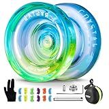 MAGICYOYO Responsive Yoyo for Kids Beginners, Dual Purpose Yo Yo K2 Unresponsive Yo-yo for Finger Spin Tricks Intermediate Play+12 Yoyo Strings+Bearing Tool +Storage Case(Blue Yellow)