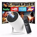 [Built-in Apps & 2026 Upgraded] Mini Projector with Wi-Fi 6 & Bluetooth 5.4, 1080P 4K Support Full HD, Auto Keystone 360° Portable Home Cinema Smart Projector for iOS/Android X1