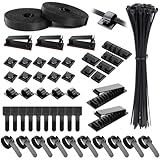 OneLeaf Cable Management Kit, Cord Organizer for Desk, Multiple Wire Organizers for Cords, Multifunction Cable Management Under Desk for Home, Office, Data Centers, 148pcs