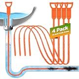 Forlivese 4 Pack 25 Inch Drain Snake,Drain Clog Remover,Sink Snake for Sewer Kitchen Sink Bathroom Tub Toilet Clogged Drains Relief Cleaning Tool