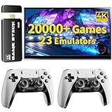 FCHOZY 2026 Upgraded Retro Gaming Console, Nostalgia Game Stick Pro, Classic Video Games with 4K HDMI, 20,000+ Games and 23 Emulators, Upgraded Dual 2.4G Wireless Controllers 64GB