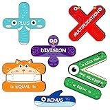 algpty 7 Pieces Math Signs Magnetic for Elementary, Math Symbols Greater Than/Less Than/Equal to Alligator, Plus, Minus Animal Teacher Tools Must Have for Classroom School Supplies Decorations