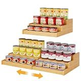 Expandable Bamboo Can Rack Organizer for Pantry, 3-Tier Adjustable Can Storage Holder, Soda Organizer Holds Up to 24 Cans, Canned goods Storage Display for Pantry, Cabinet, Countertop (patent pending)