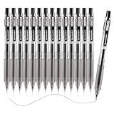 Shuttle Art Black Gel Pens, Ink Glide Series 15 Pack Retractable 0.5mm Fine Point Rollerball Gel Ink Pens Quick Drying Waterproof Smooth Writing with Comfortable Grip for Office School and home