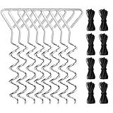 Pool Cover Anchor Kit for Above Ground Pools – 16 Pcs Heavy Duty Spiral Ground Stakes & Windproof Ropes – Secure Tie Down Kit for Winter Pool Cover – Better Alternative to Pool Cover Clips & Weights