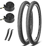 26-inch Mountain Bike Tires Set: MOHEGIA 2-Pack 26x1.95 Inch Folding Replacement Bicycle Tires and Inner Tubes with Tire Levers Pair