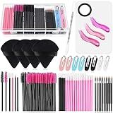 Disposable Makeup Applicators Kit with Triangle Puff Mixing Palette, Artist Supplies Disposable Mascara Wands, Lip Brushes, Hair Clips Powder Puffs for Face with Storage Box