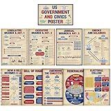 Pasimy 10 Pcs US Government Posters Social Studies Bulletin Board Us History Civics Posters Government Structure Educational Learning Materials for Middle High School Classroom Decorations