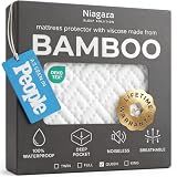 100% Waterproof Queen Mattress Protector - 360 Pad Protection Against Spills, Stains & Accidents for Parents & Pet Owners - Noiseless & Cooling Viscose Made from Bamboo (White)