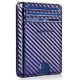 VOGSTYCUERO Front pocket wallets for men RFID Blocking Credit Card Holder Card Cases Slim Minimalist wallet with Gift Box(1, Carbon Fiber Blue)