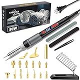 21-in-1 3D Printer Smoothing Tool Kit, 80W LCD Digital Adjustable Temperature Soldering Welding Iron Kit with Insert Brass Heatset Nuts & Soldering Tips, Fast Heating 3D Printing Modify Finishing Tool