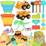Beach Sand Toys for Kids, 29PCS Travel Beach Essentials for Toddler 3-10