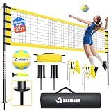 Outdoor Volleyball Net for Backyard, 32FT Anti-Sag Net with Steel Poles