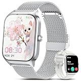Smart Watch Women Men, 1.85" Reloj Inteligente para mujer hombre, Make/ Answer Call, Health Monitor/Blood Pressure, 110+ Sports Modes, Voice Control, IP68 Waterproof Compatible with Android & iPhone