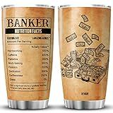 MYMISOR Banker Tumbler 20oz Nutrition Facts Mug For Coffee Vintage Banker Gift For Women Loan Officers Loan Originators Funny Saying Cup Vacuum Insulation Cash Money Giver Tumblers