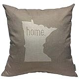 Mugod Throw Pillow Cover Minnesota Home State Home Decorative Square Pillow Case for Men Women Bedroom Livingroom Cushion Cover 18x18 Inch,White Beige Pillowcase