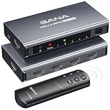 HDMI Switch 5 in 1 Out 4K@60Hz, GANA HDMI Splitter Switcher with Remote, Aluminum HDMI 2.0 Switch Box Hub for 3D, HDCP2.2, HDR, Compatible with Xbox, PS5/4/3,Fire Stick,Roku,Blu-Ray Player, Grey