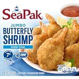 SeaPak Jumbo Butterfly Shrimp, Crispy Oven-Baked, Delicious Jumbo Shrimp with Breading, Frozen Seafood, 9 oz