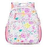 mibasies Kids Backpack for Girls: Girls Backpack 5-8 - Kindergarten Elementary School Bookbag for Girl - Flower Pink